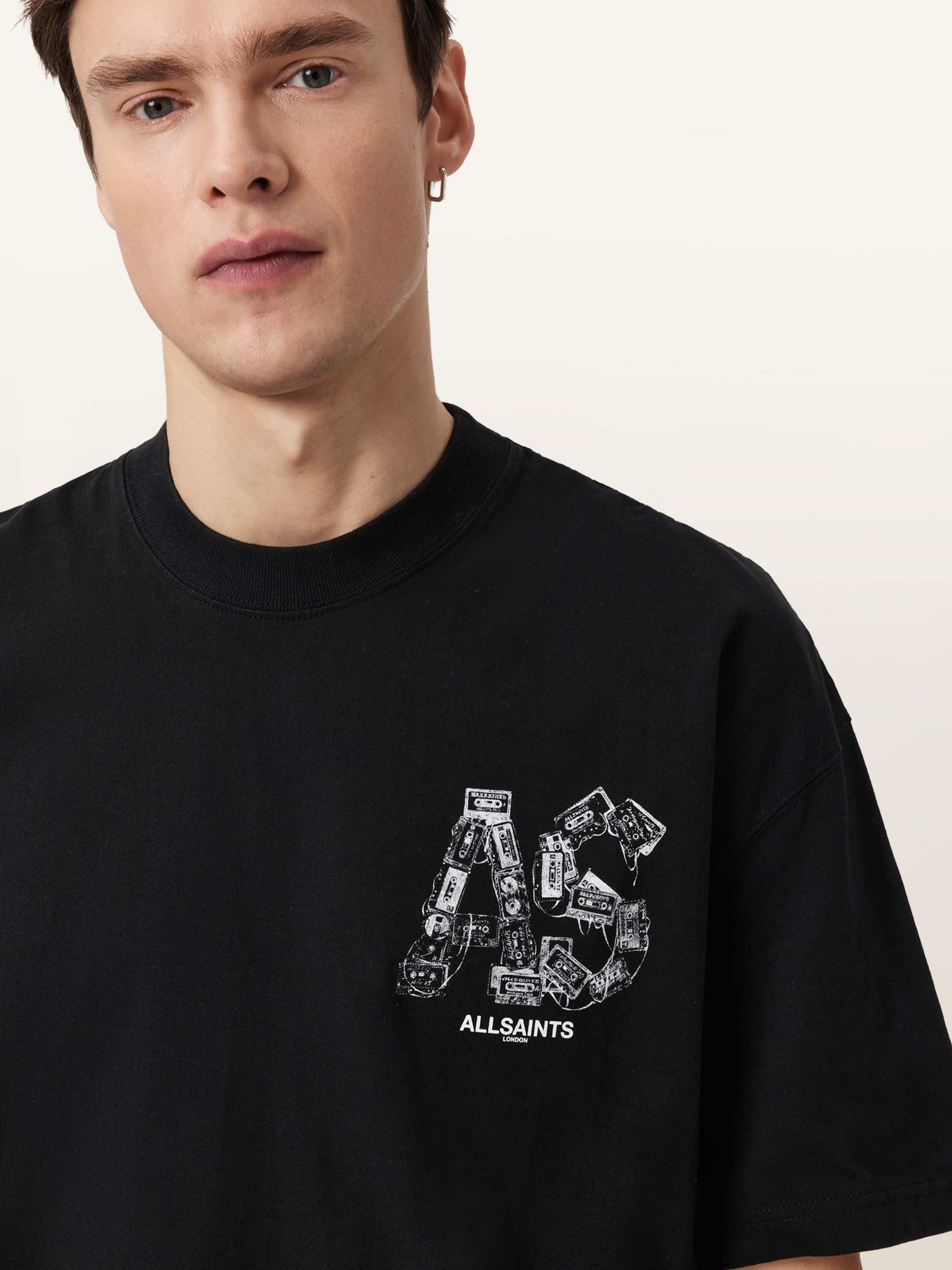 Buy AllSaints Black Mixtape Short Sleeve Crew Neck T-Shirt from