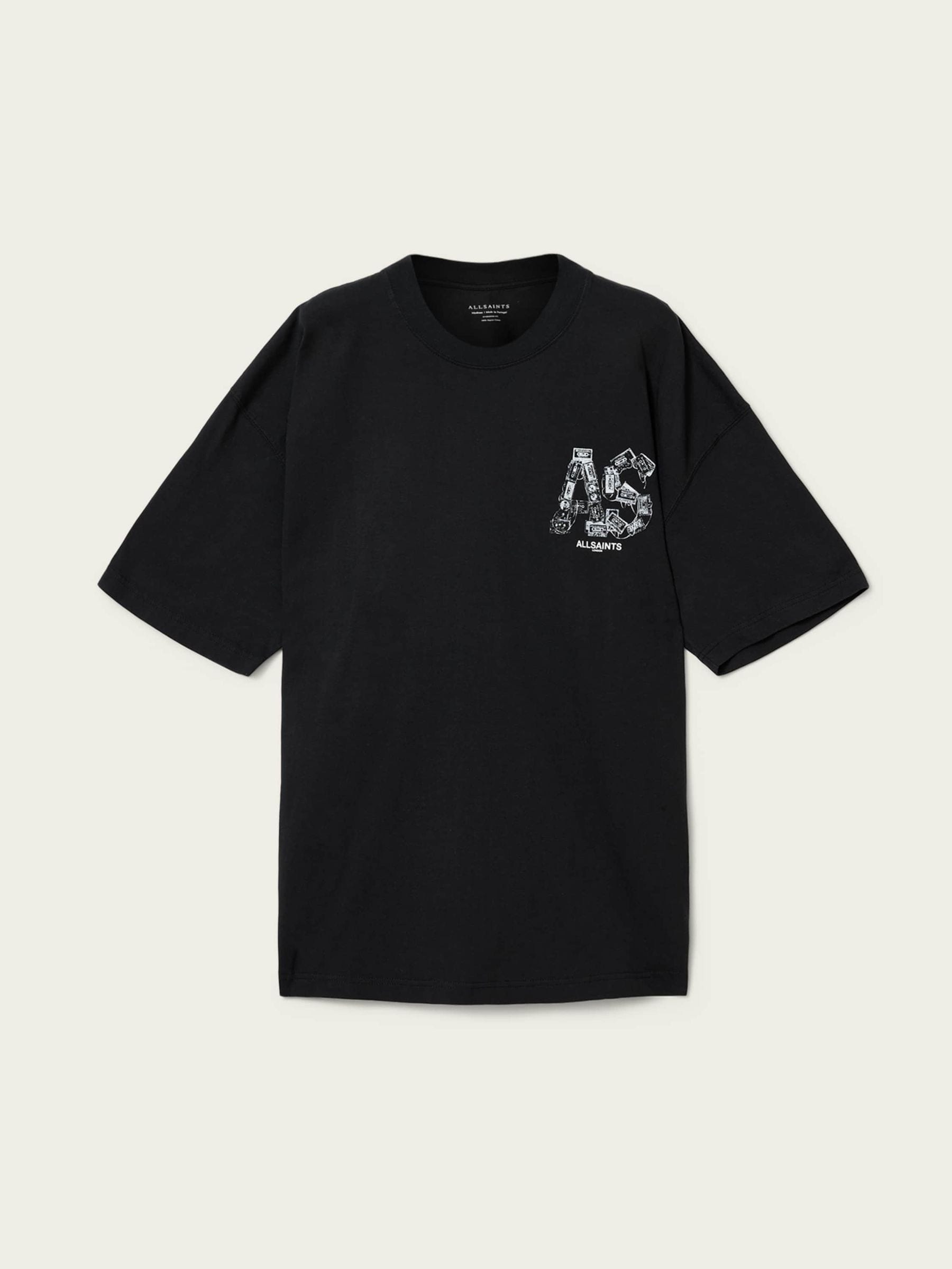 Buy AllSaints Black Mixtape Short Sleeve Crew Neck T-Shirt from