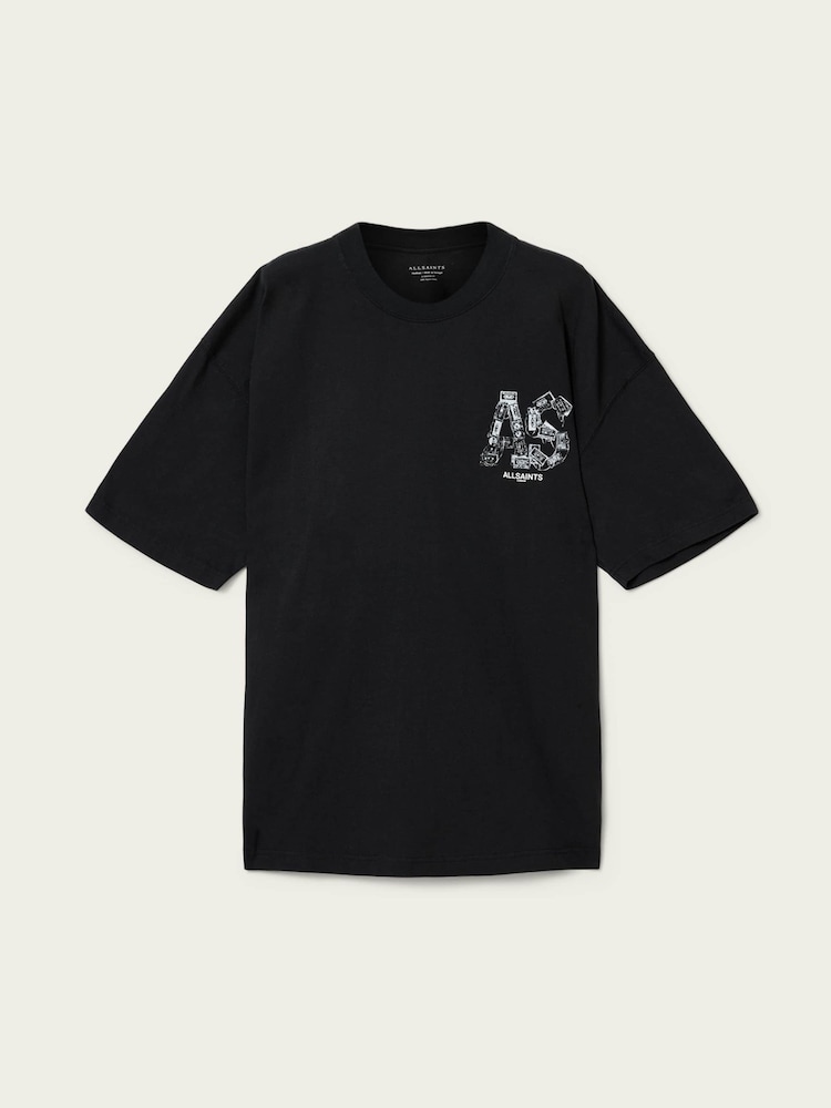 AllSaints Black Mixtape Short Sleeve Crew Neck T-Shirt - Image 8 of 8