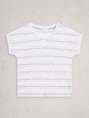 White Stuff White Nelly Embroidered T-Shirt - Image 5 of 6