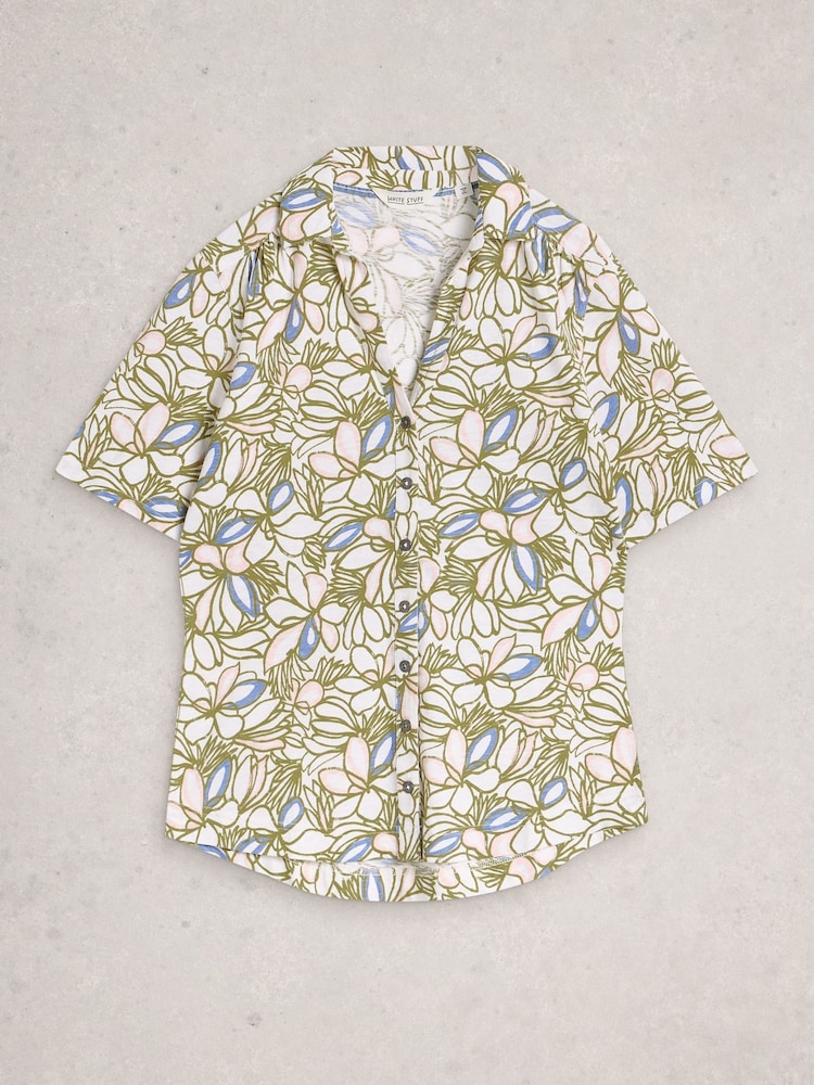 White Stuff Light Green Annie Short Sleeve Jersey Shirt - Image 1 of 2