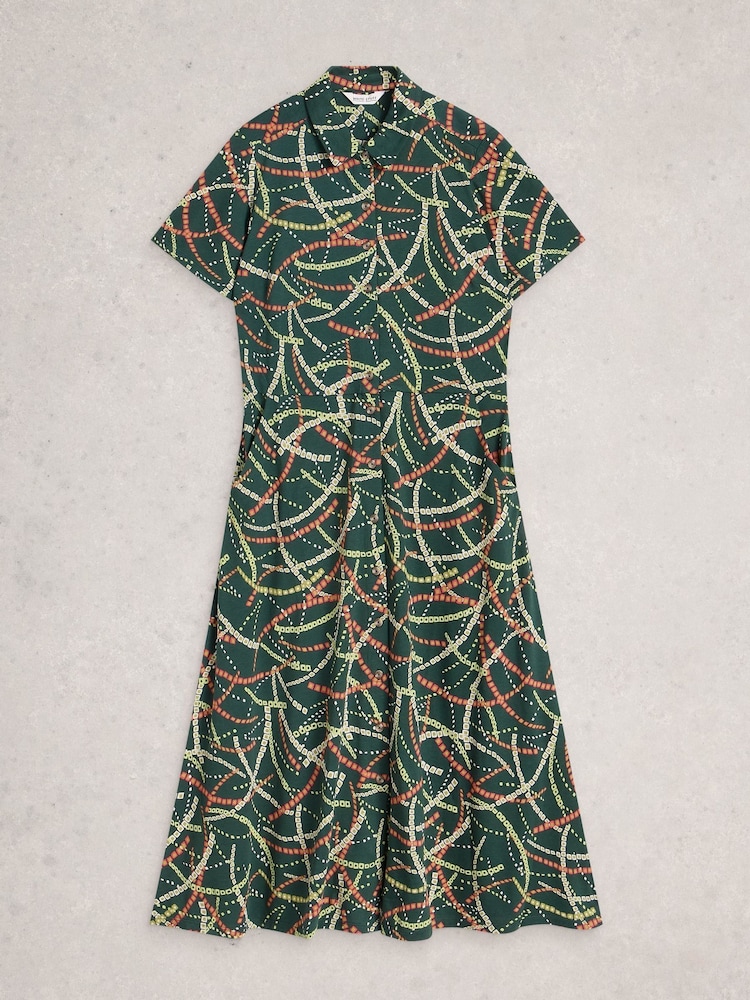 White Stuff Green Rua Jersey Shirt Dress - Image 1 of 2
