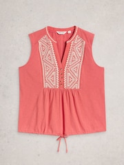 White Stuff Pink Peony Sleeveless Shirt - Image 1 of 2