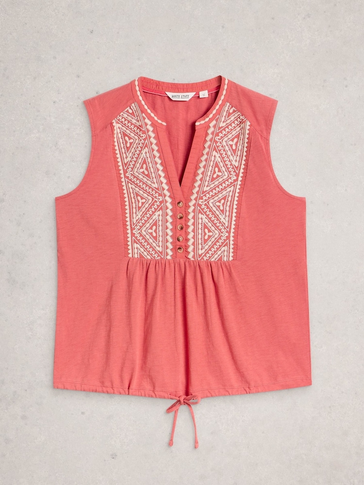 White Stuff Pink Peony Sleeveless Shirt - Image 1 of 2