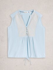 White Stuff Blue Peony Sleeveless Shirt - Image 1 of 2