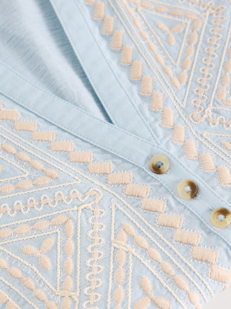 White Stuff Blue Peony Sleeveless Shirt - Image 2 of 2