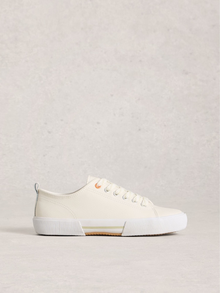 White Stuff Natural Pippa Leather Lace Up Trainers - Image 1 of 4 White Stuff Natural Pippa Leather Lace Up Trainers - Image 1 of 4