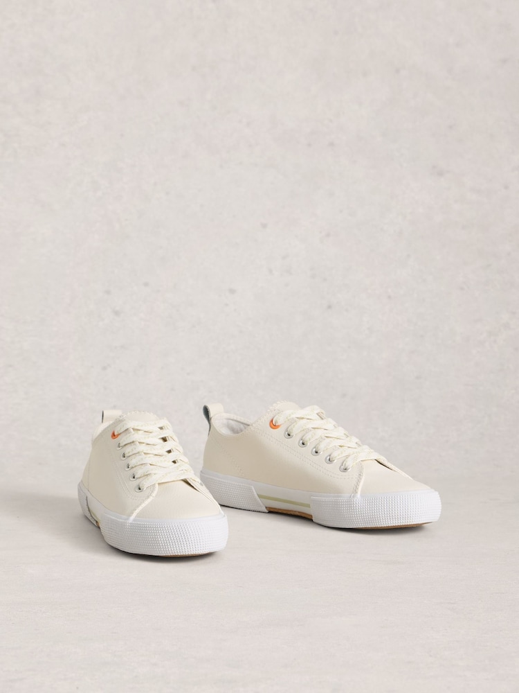 White Stuff Natural Pippa Leather Lace Up Trainers - Image 2 of 4 White Stuff Natural Pippa Leather Lace Up Trainers - Image 2 of 4