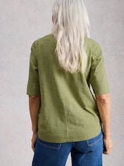 White Stuff Green Weaver Broderie T-Shirt - Image 3 of 6