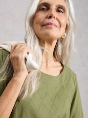 White Stuff Green Weaver Broderie T-Shirt - Image 4 of 6