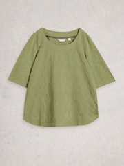 White Stuff Green Weaver Broderie T-Shirt - Image 5 of 6