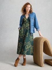 White Stuff Green Megan Jersey Dress - Image 4 of 6