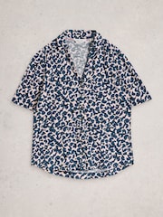 White Stuff Blue Annie Short Sleeve Jersey Shirt - Image 1 of 2