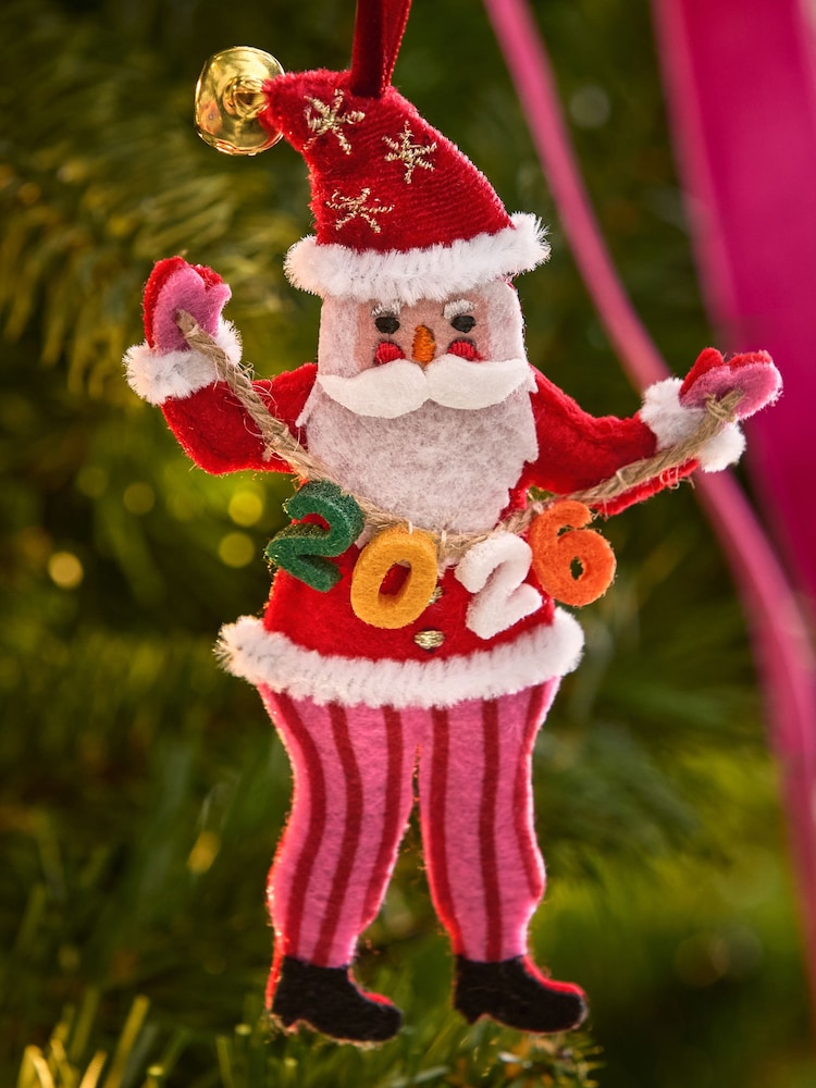 Red/Pink 2026 Santa Christmas Bauble - Image 2 of 3
