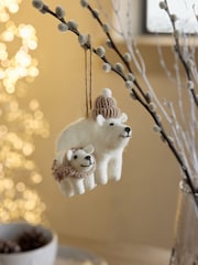 White Felt Polar Bear Christmas Bauble - Image 1 of 3