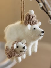 White Felt Polar Bear Christmas Bauble - Image 3 of 3