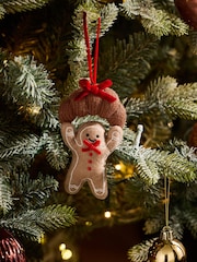 Natural Gingerbread Man Croissant Felt Bauble - Image 1 of 3