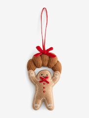 Natural Gingerbread Man Croissant Felt Bauble - Image 2 of 3