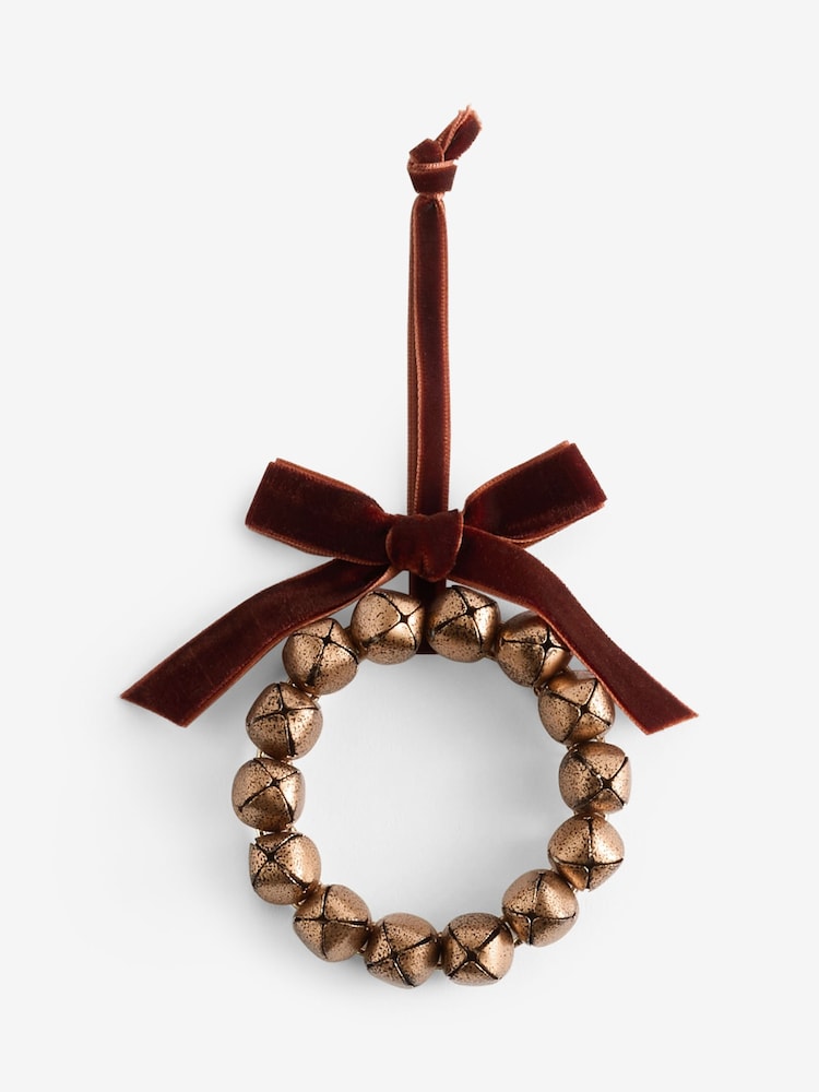 Gold Bell Wreath Christmas Bauble - Image 1 of 1 Gold Bell Wreath Christmas Bauble - Image 1 of 1