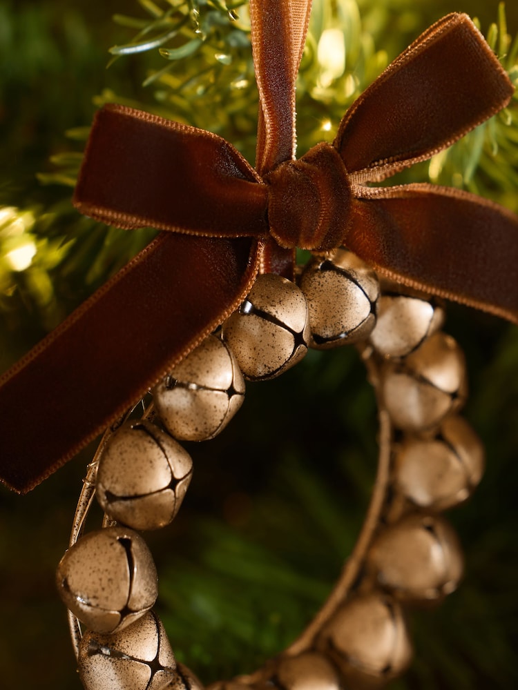 Gold Bell Wreath Christmas Bauble - Image 2 of 3 Gold Bell Wreath Christmas Bauble - Image 2 of 3