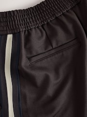 Chocolate Brown Ponte Wide Leg Trousers with Side Stripes - Image 10 of 10