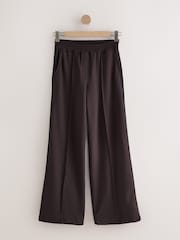Chocolate Brown Ponte Wide Leg Trousers with Side Stripes - Image 6 of 10