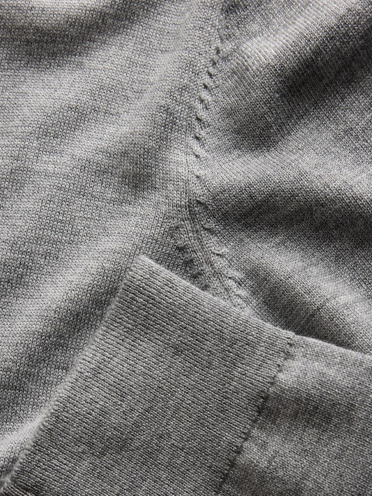 The Set Crew Neck Long Sleeve Merino Cardigan Grey - Image 10 of 10