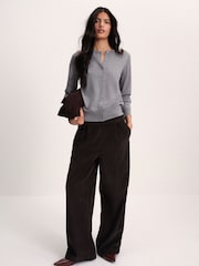 The Set Crew Neck Long Sleeve Merino Cardigan Grey - Image 2 of 10