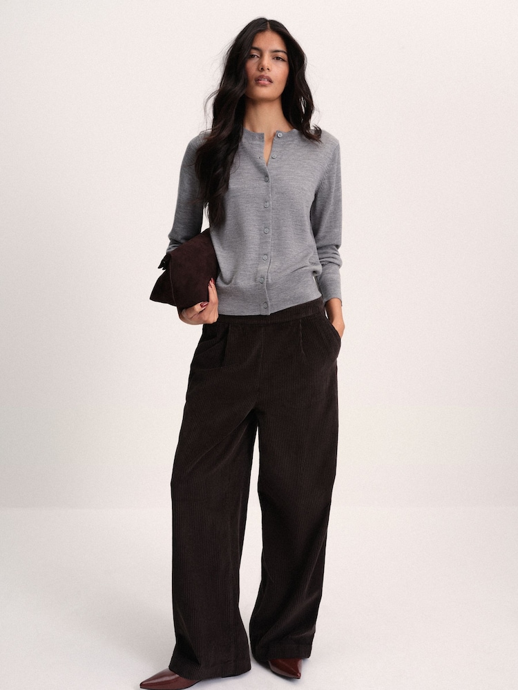 The Set Crew Neck Long Sleeve Merino Cardigan Grey - Image 2 of 10