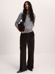 The Set Crew Neck Long Sleeve Merino Cardigan Grey - Image 5 of 10