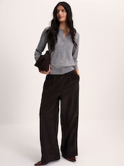 The Set Crew Neck Long Sleeve Merino Cardigan Grey - Image 6 of 10