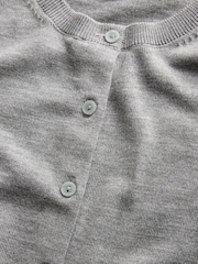 The Set Crew Neck Long Sleeve Merino Cardigan Grey - Image 9 of 10