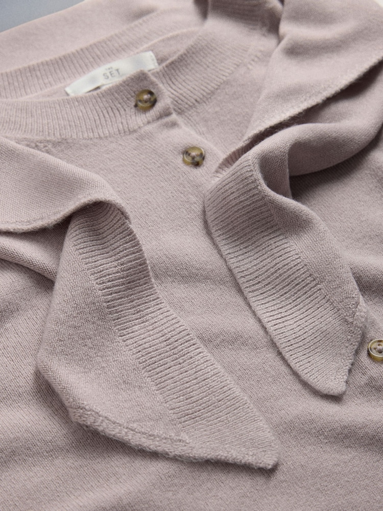 The Set 2 Pack Soft Knit Short Sleeve Cardigan With Scarf Mink Brown/Pink - Image 5 of 5 The Set 2 Pack Soft Knit Short Sleeve Cardigan With Scarf Mink Brown/Pink - Image 5 of 5