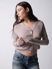 The Set 3 Pack Soft Knit V-Neck Cardigans Pink/Mink Bronw/Burgundy - Image 1 of 12