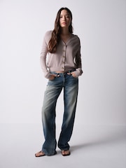 The Set 3 Pack Soft Knit V-Neck Cardigans Pink/Mink Bronw/Burgundy - Image 3 of 12