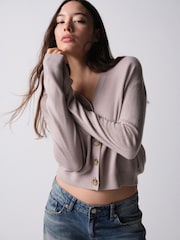 The Set 3 Pack Soft Knit V-Neck Cardigans Pink/Mink Bronw/Burgundy - Image 6 of 12
