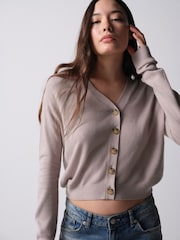 The Set 3 Pack Soft Knit V-Neck Cardigans Pink/Mink Bronw/Burgundy - Image 7 of 12