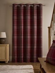 Red Brushed Check Super Thermal Eyelet Door Curtain - Image 2 of 4