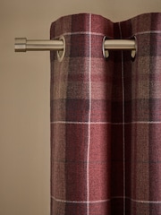 Red Brushed Check Super Thermal Eyelet Door Curtain - Image 3 of 4