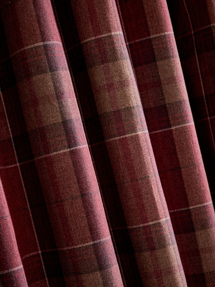 Red Brushed Check Super Thermal Eyelet Door Curtain - Image 4 of 4 Red Brushed Check Super Thermal Eyelet Door Curtain - Image 4 of 4