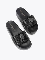 Kurt Geiger London Black Crystal Kurt Geiger London Black Meena Eagle Platform Sandals - Image 2 of 4