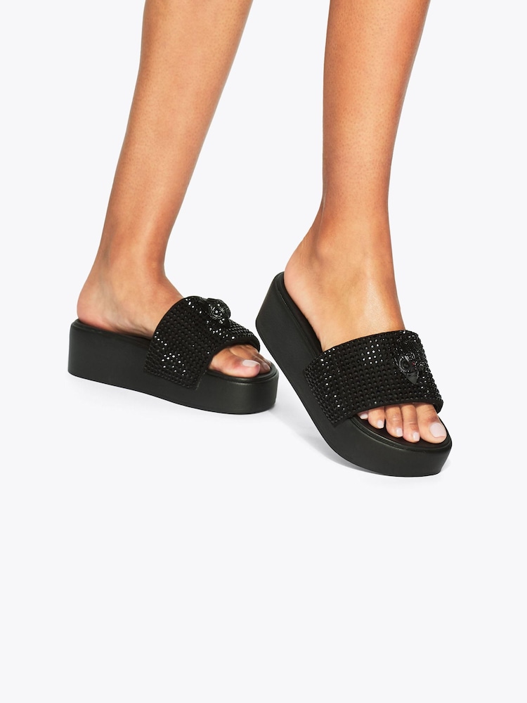 Kurt Geiger London Black Crystal Meena Eagle Platform Sandals - Image 5 of 5