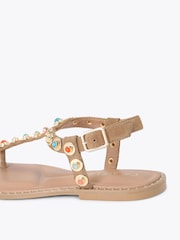Carvela Brown Amalfi T-Bar Flat Sandals - Image 4 of 5