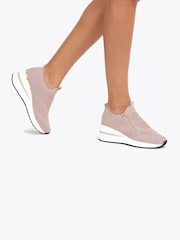 Carvela Pink High Rise Zip Knit Trainers - Image 1 of 5