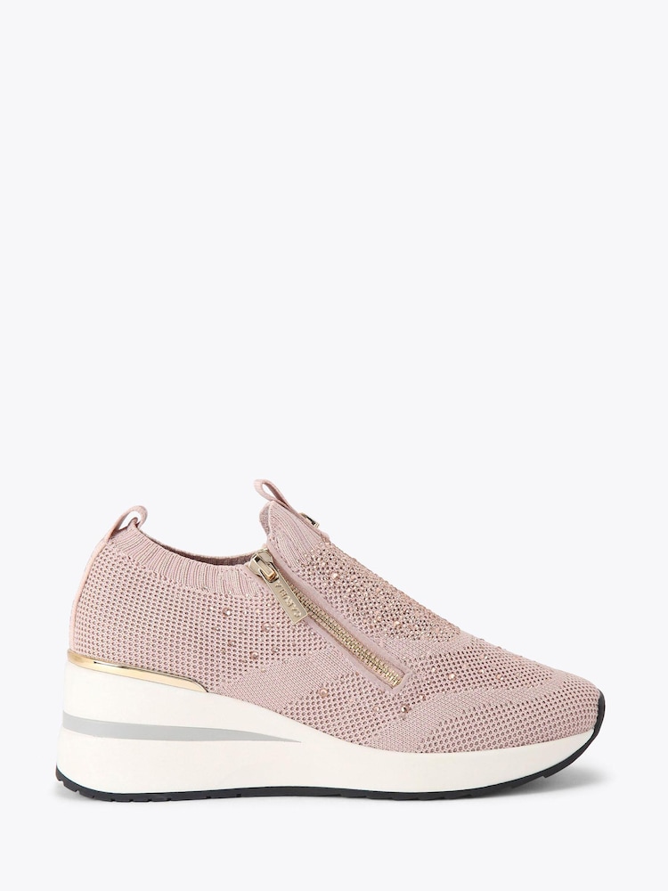 Carvela Pink High Rise Zip Knit Trainers - Image 2 of 5