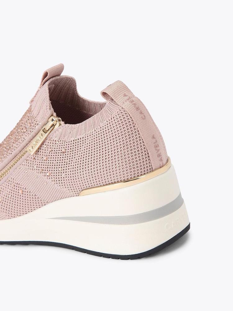 Carvela Pink High Rise Zip Knit Trainers - Image 5 of 5