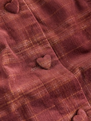 Burgundy Red Check Cord Button Through Mini Dress - Image 9 of 9