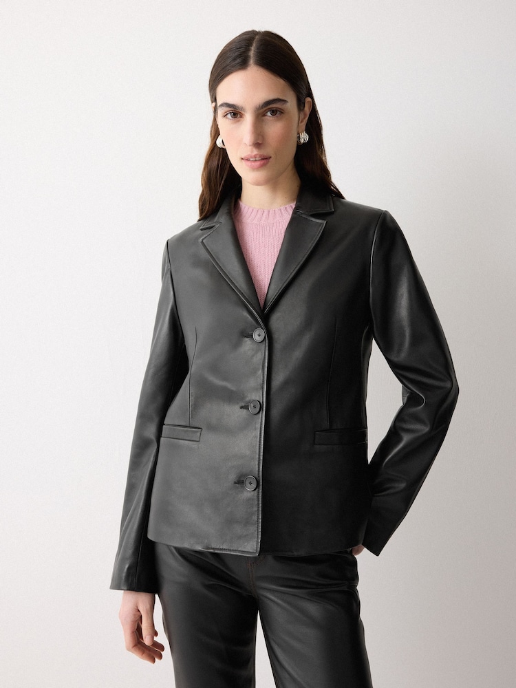 Jigsaw Black Ellis Nappa Leather Blazer - Image 1 of 5 Jigsaw Black Ellis Nappa Leather Blazer - Image 1 of 5