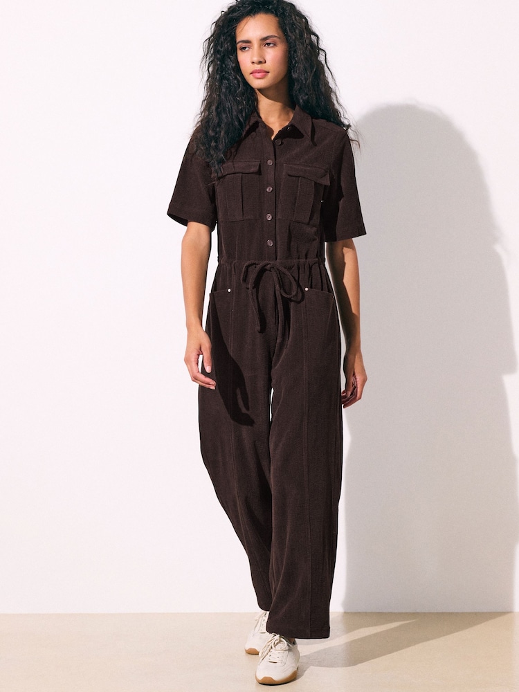 Brun - Kortärmad Utility Manchester Jumpsuit - Bild 2 av 6 Brun - Kortärmad Utility Manchester Jumpsuit - Bild 2 av 6