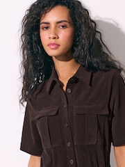 Brun - Kortärmad Utility Manchester Jumpsuit - Bild 5 av 6